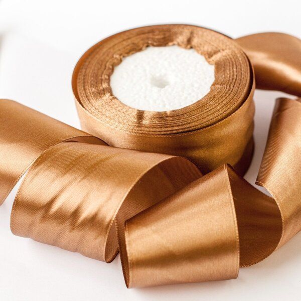 лента, атлас, цвет орехово-коричневый, ширина 50 мм ленты