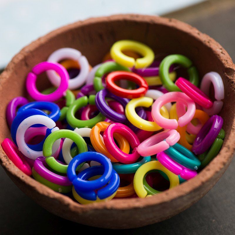 подвеска акриловая "звено", цветовой микс, 17x3 мм