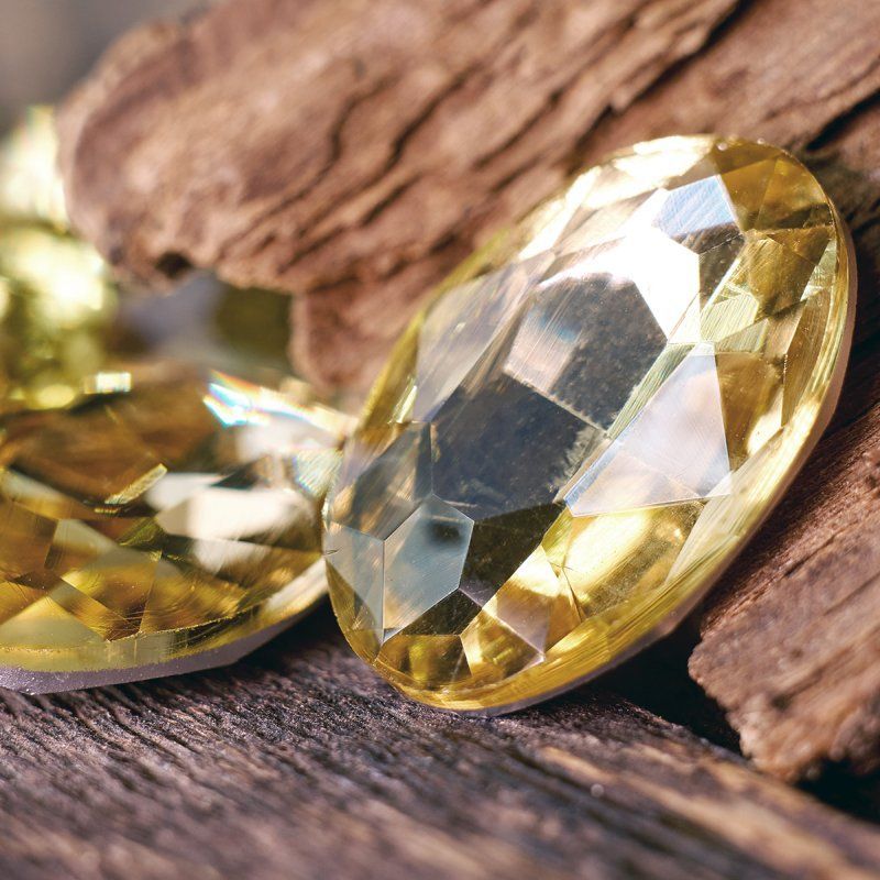 кабошон стекло кристалл, овальный, цвет jonquil, 25х18 мм