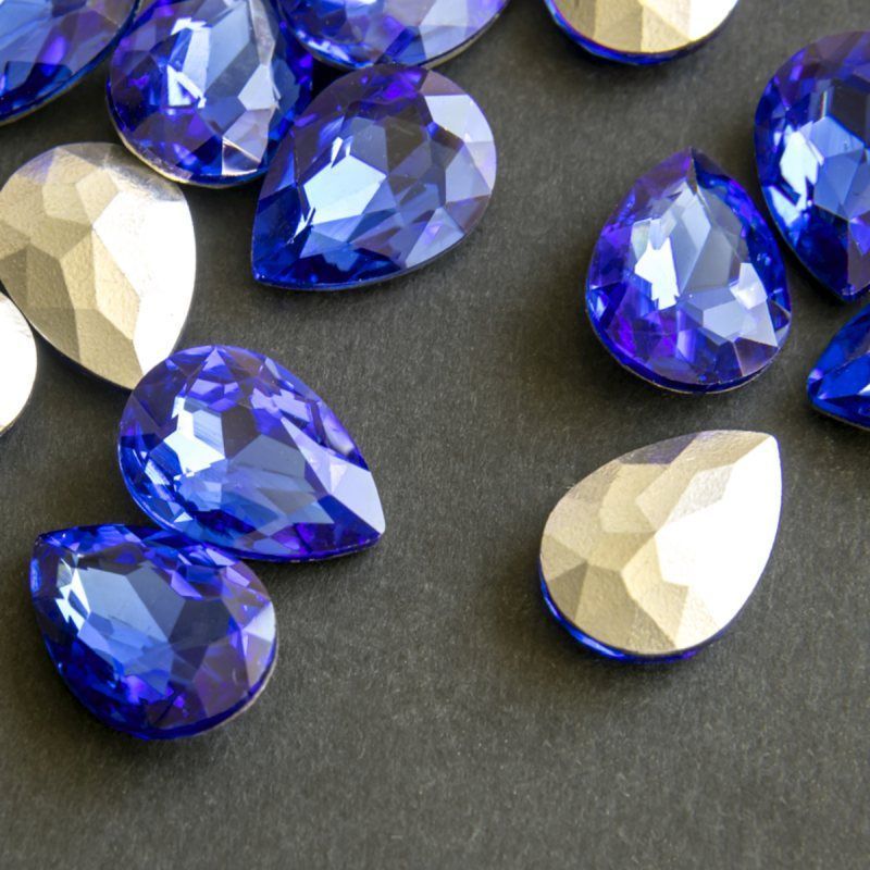 кабошон стекло кристалл, каплевидный, цвет lt.sapphire, 18х13 мм