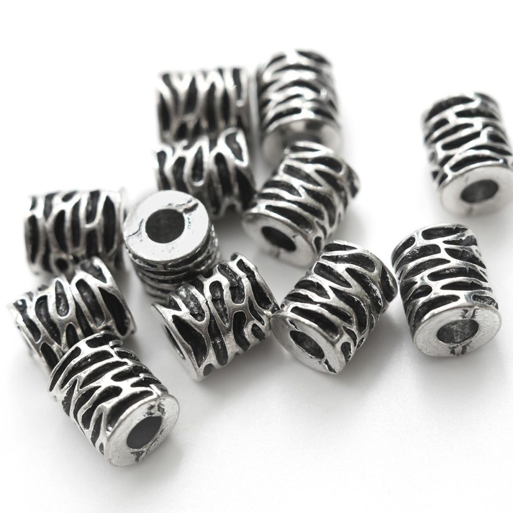 ес бусина металл "фолд", цвет античное серебро, 10x9x8.5 мм