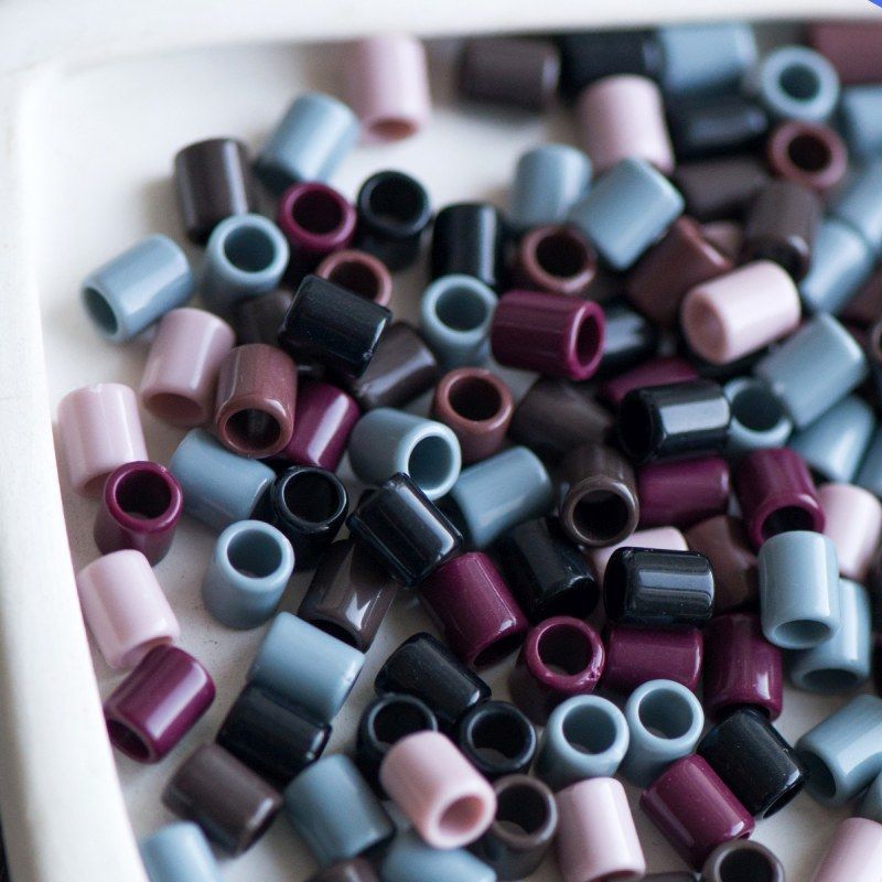 бусина, акрил "трубочка", цветовой микс, 7х6 мм