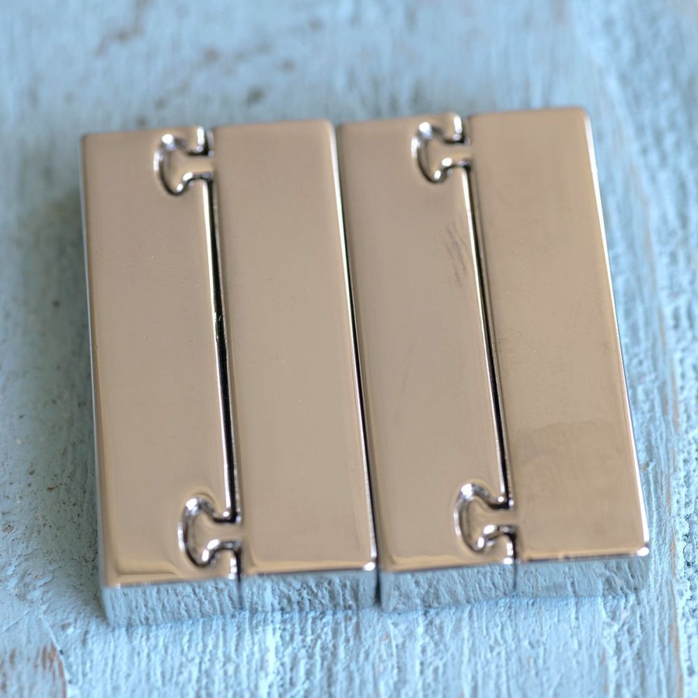 Замочки застежка магнитная "лайн", цвет платина, 37x19x7 мм