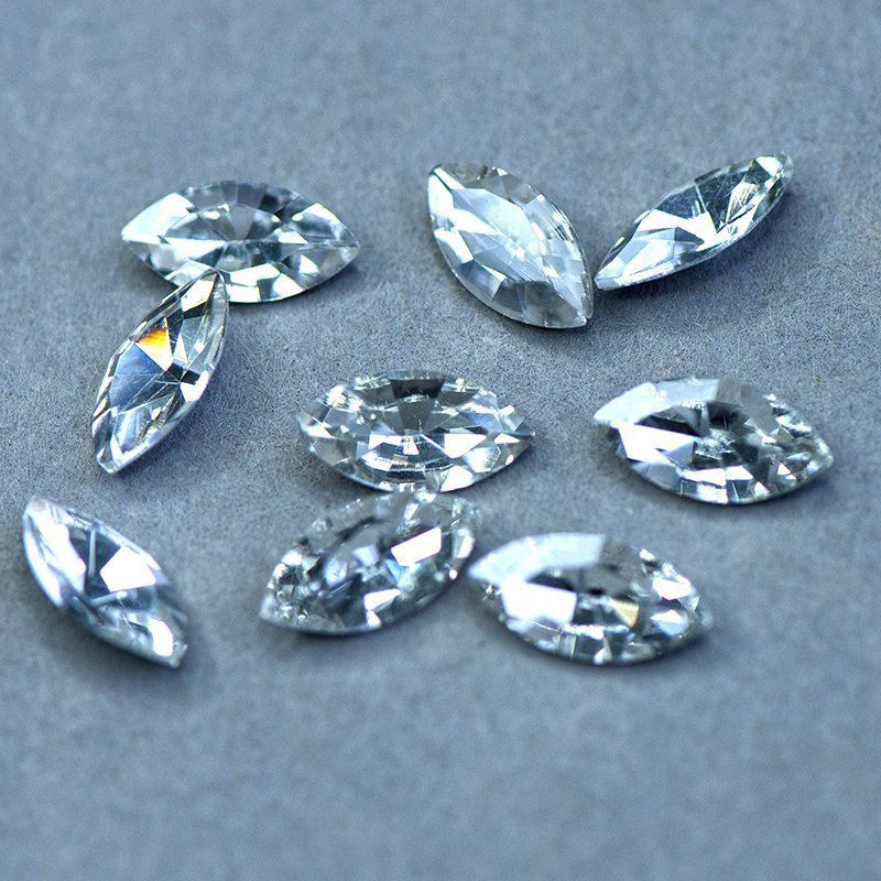 кабошон стекло кристалл, navette, цвет crystal, 12х6 мм