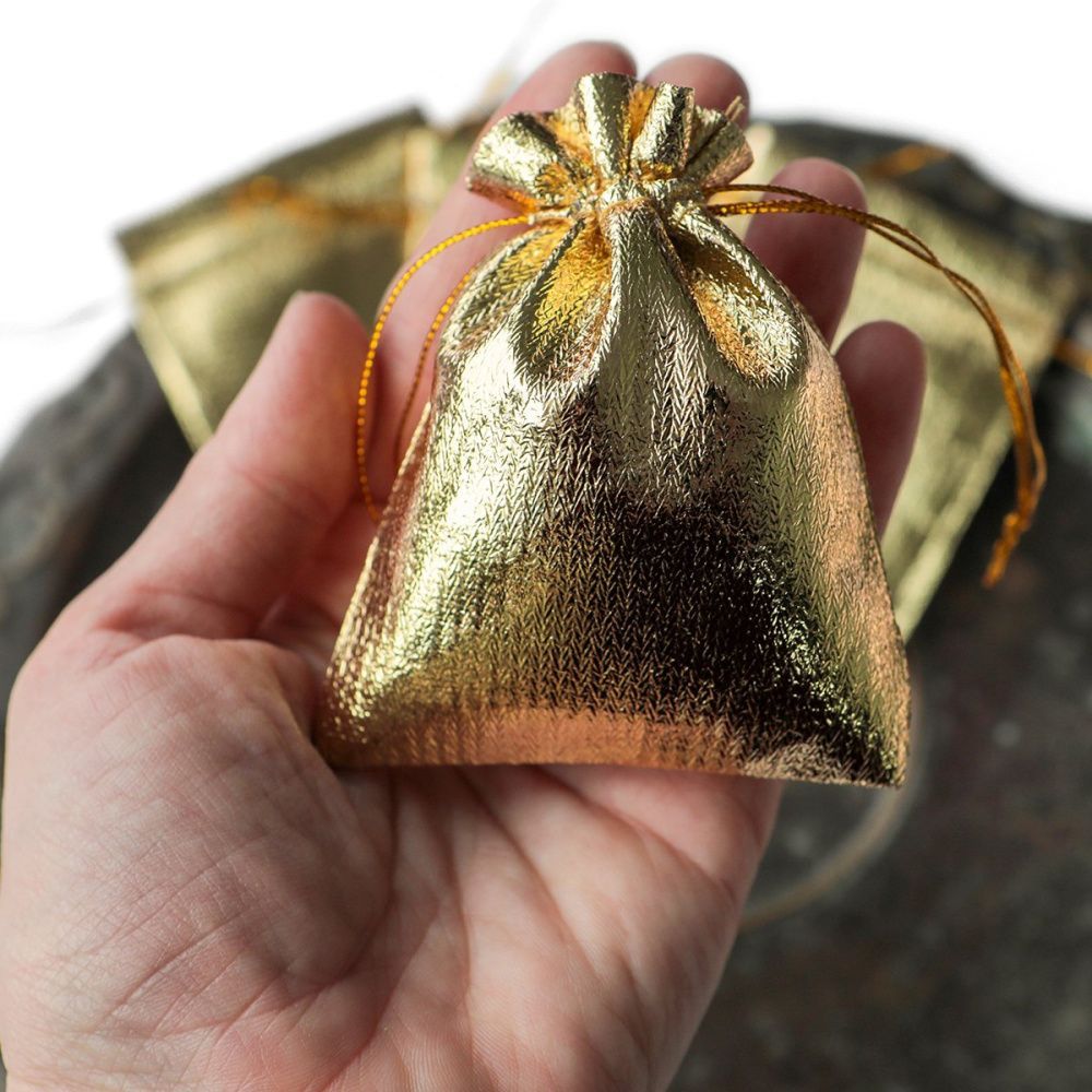 мешочек для украшений, парча, цвет золото, 9x7 см