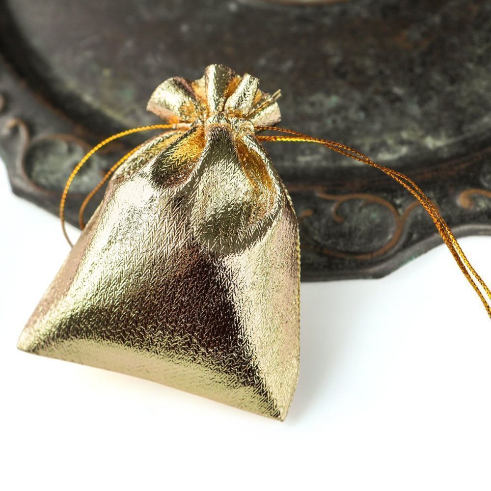 мешочек для украшений, парча, цвет золото, 9x7 см