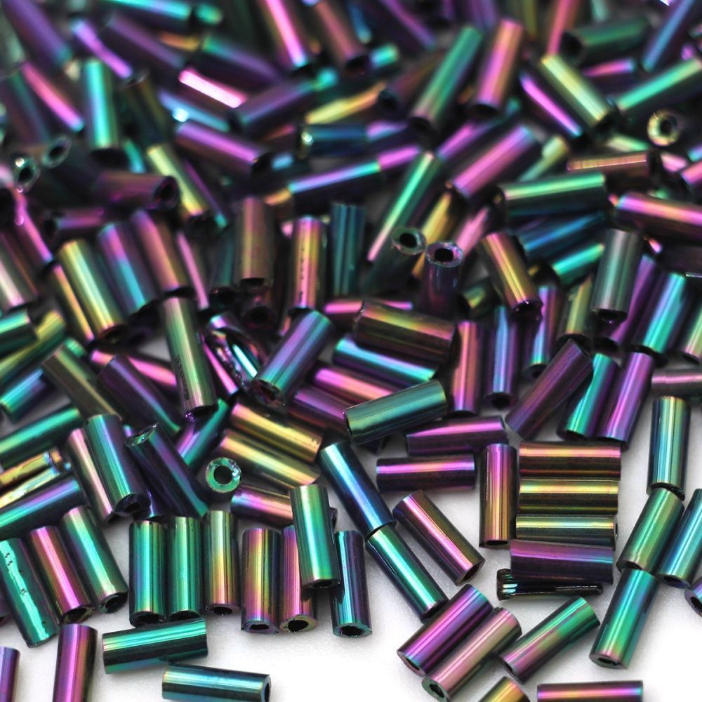 бисер "радуга", стеклярус, цвет бензиновый ирис (уп 7 г)