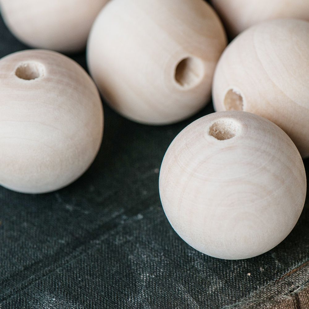 бусина дерево 30, для обвязки, цвет натуральный, 30 мм