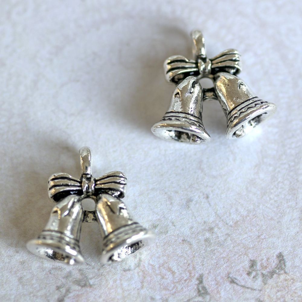 подвеска металлическая "колокольчик новогодний", цвет античное серебро, 16.5х15х7 мм