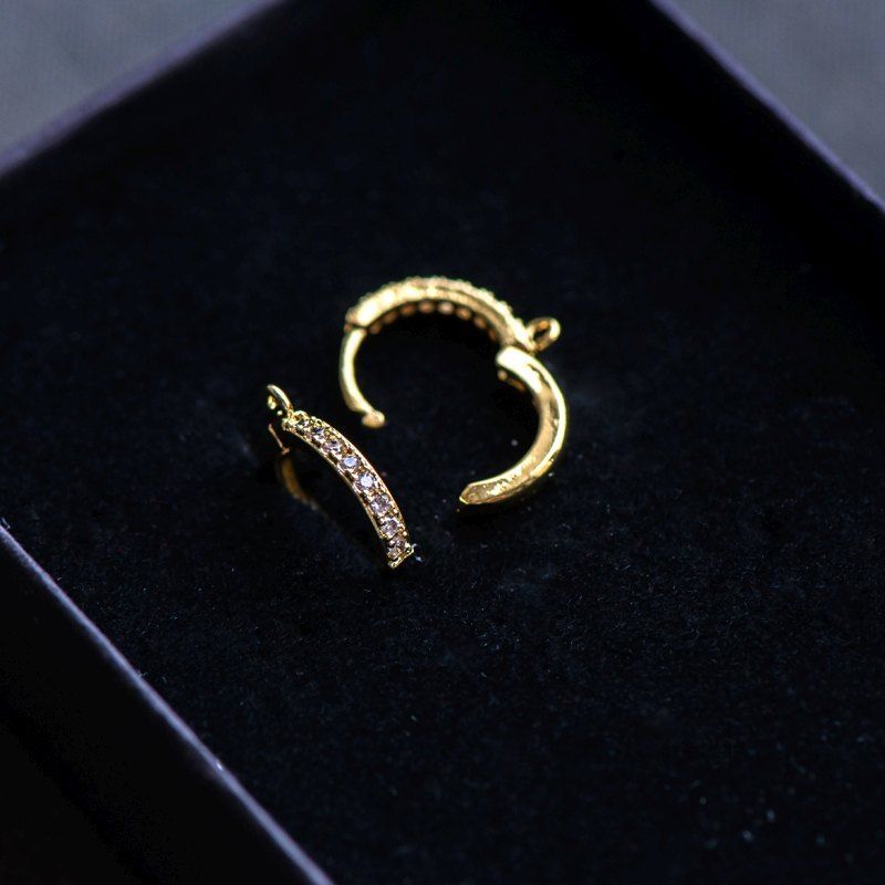 пуссеты "колечко", цирконий, цвет золото, 16x14x2 мм