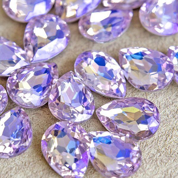 кабошон стекло кристалл, каплевидный, цвет lt.pink ab, 18х13 мм