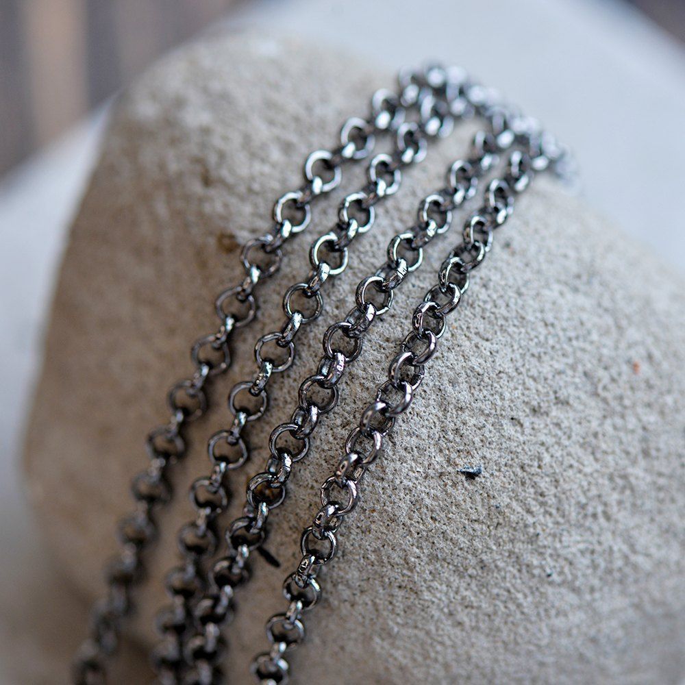 цепочка "раунд", цвет черный, звено 4х1 мм