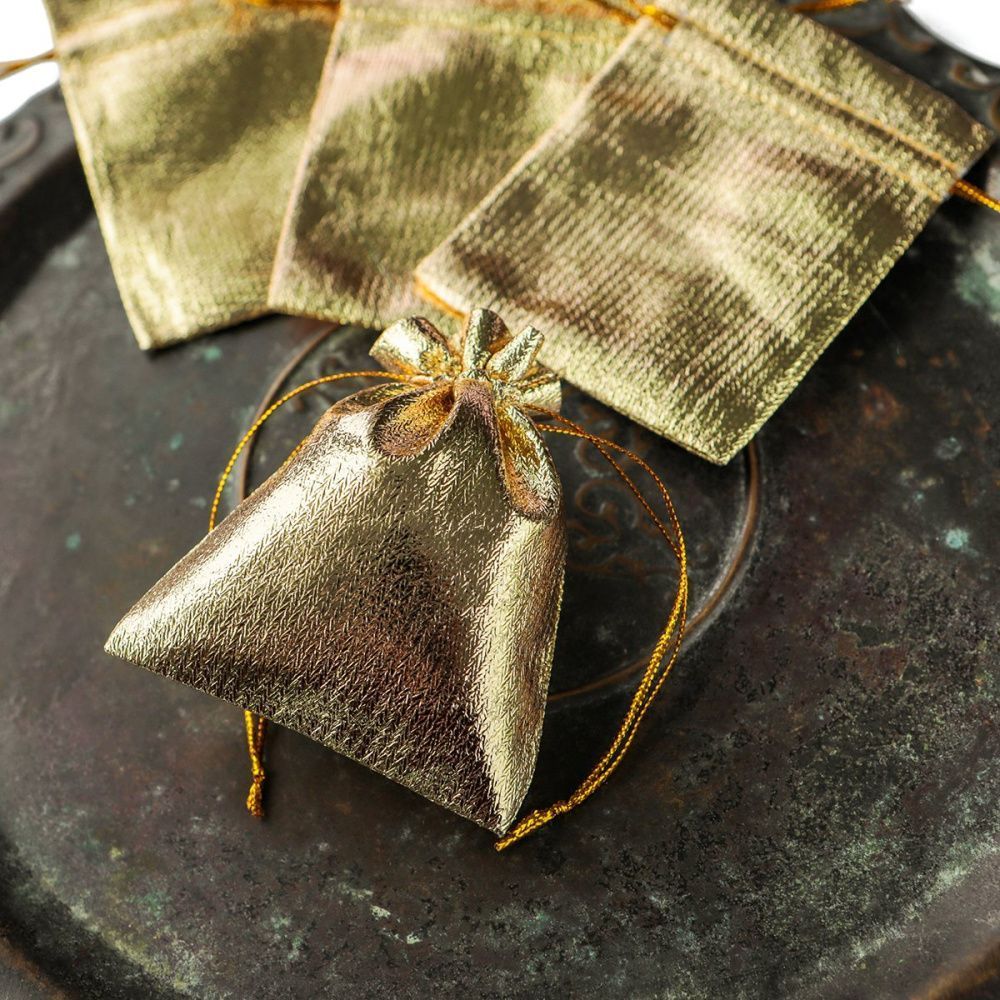 мешочек для украшений, парча, цвет золото, 9x7 см