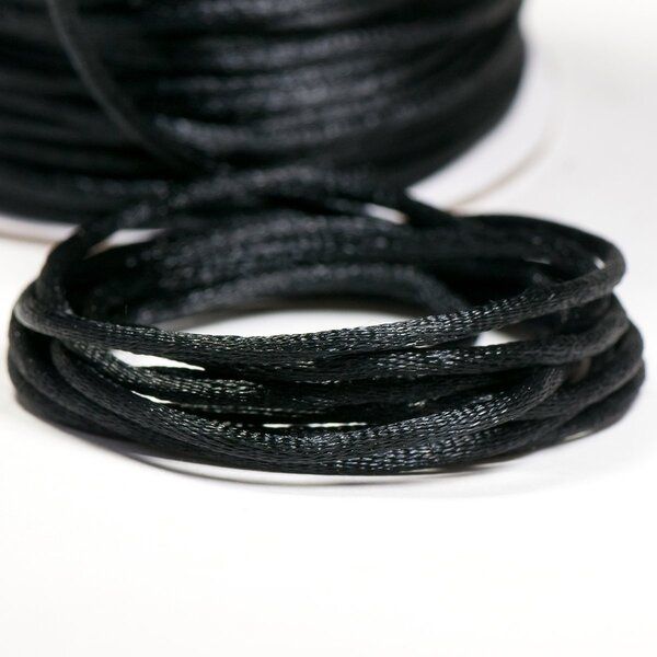 шнур атласный для кумихимо, цвет черный, 2 мм