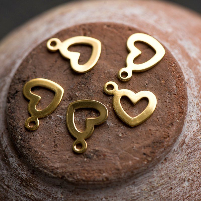 подвеска стальная, сердечко, цвет золото, 10.5x14x1 мм