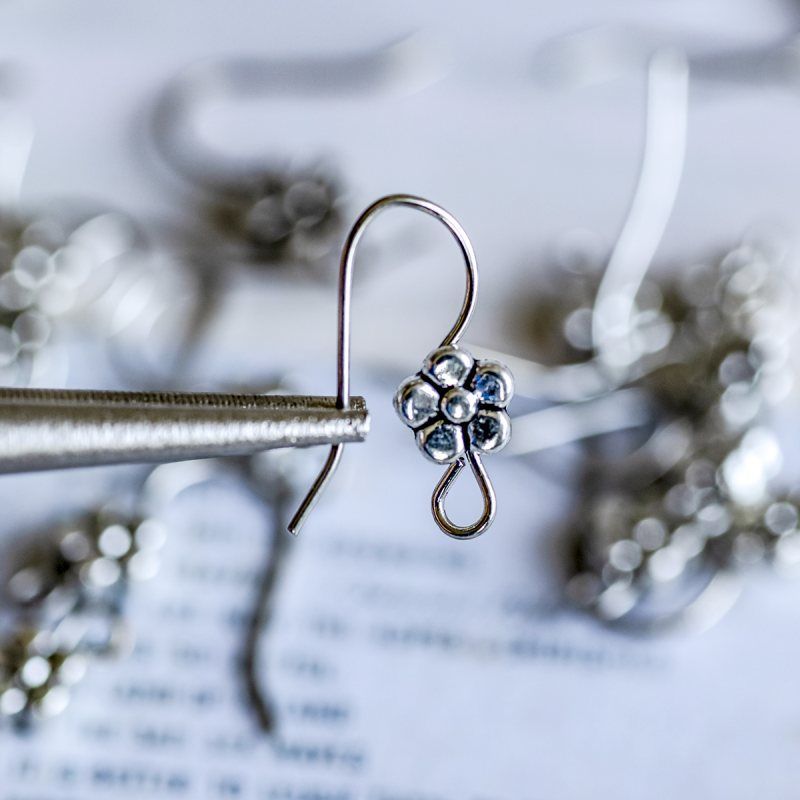 швензы "цветок", цвет античное серебро, 18х18х3 мм