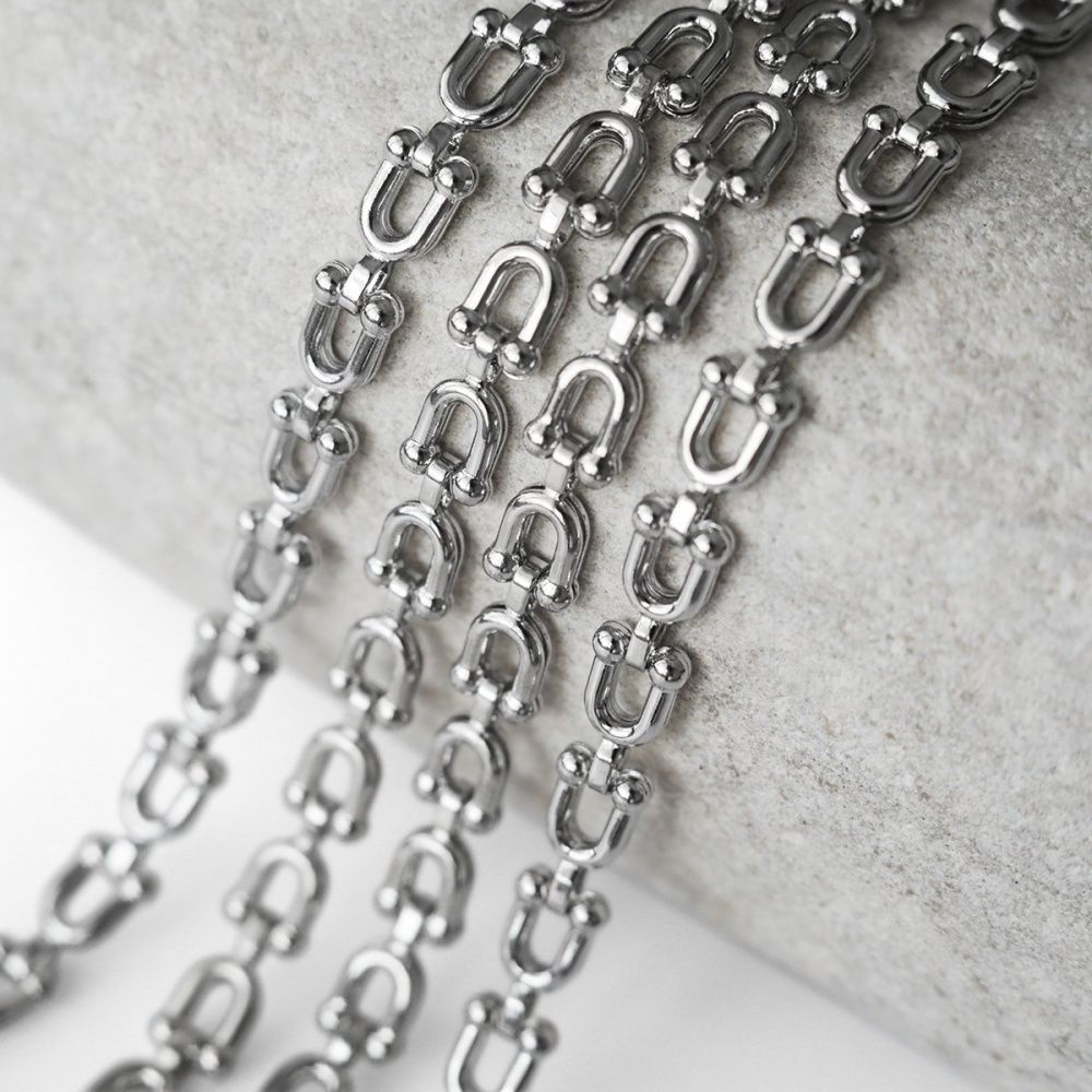 цепочка "стремя", цвет платина, звено 9.5x5x2 мм