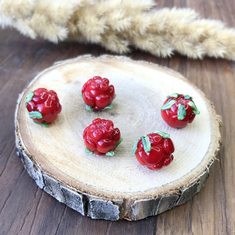 бусина, мурано "морошка", светло-оранжевый, 14х12 мм