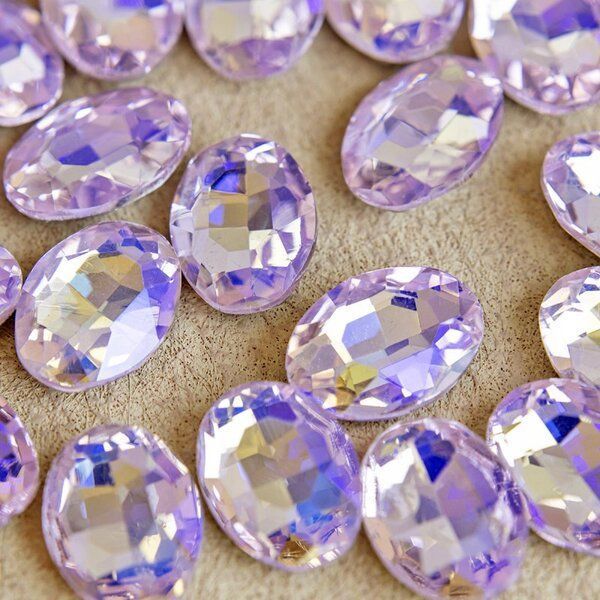 кабошон стекло кристалл, овальный, цвет lt.pink ab, 18х13 мм