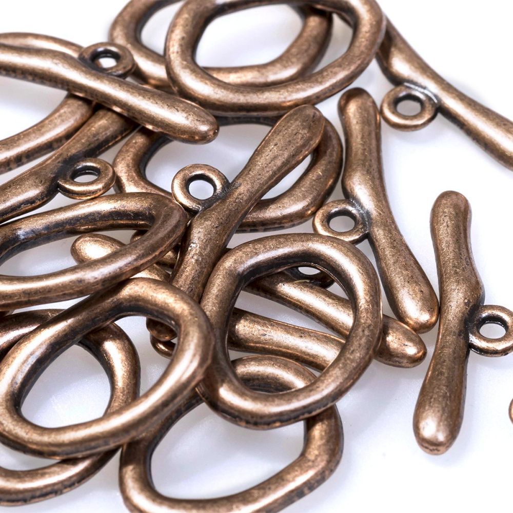 Замочки тоггл "обруч", цвет красная медь, 21х16х3 мм