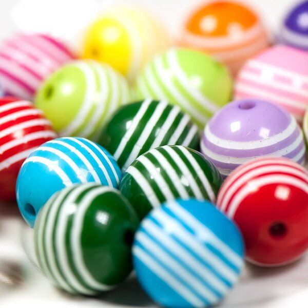 бусина, акрил "полосатики", цветовой микс, 16 мм