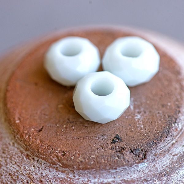 ес бусина граненая, стекло, цвет белый, 14х8 мм