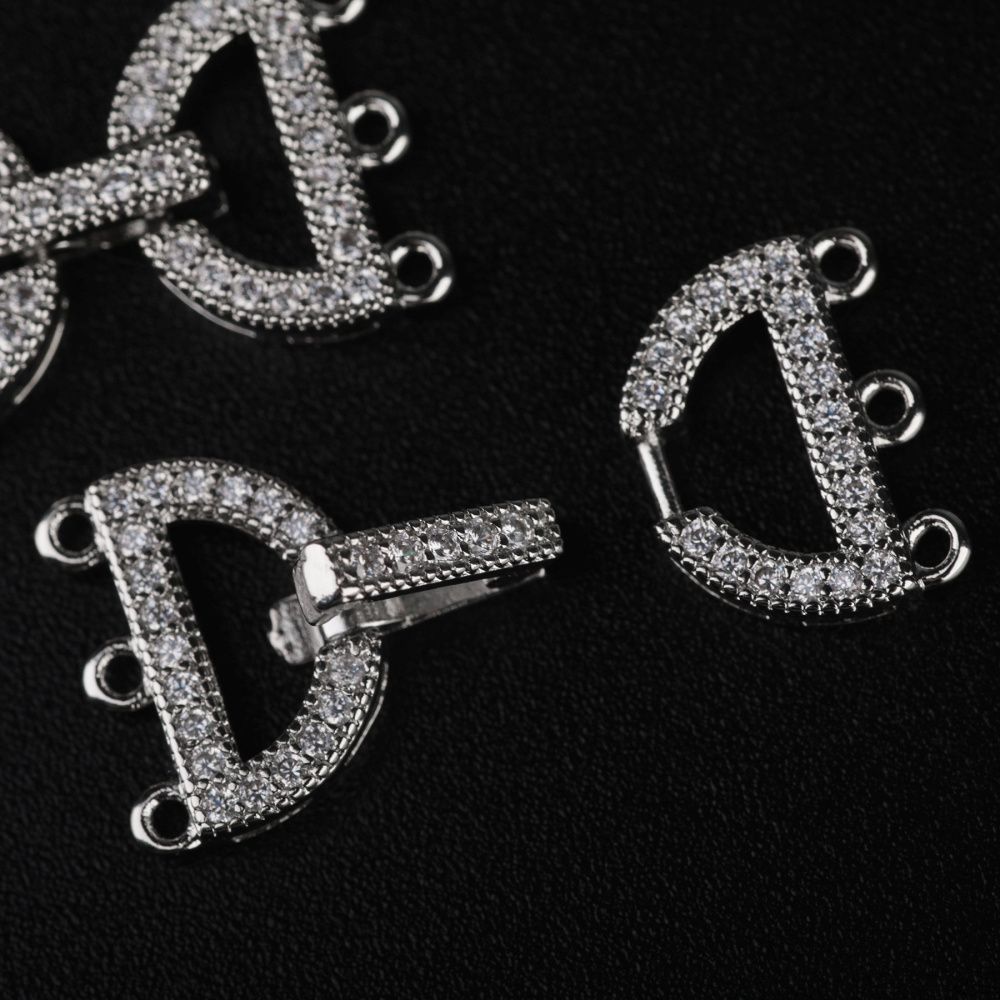 замок для украшений "арко", покрытие платина/циркон, 24 мм