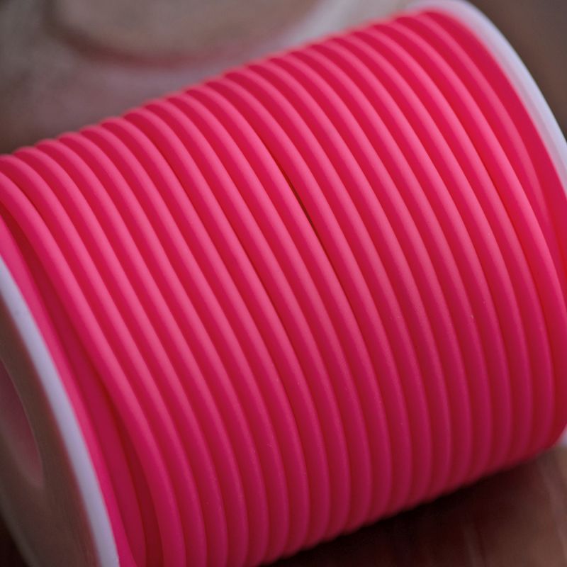 шнур резиновый, с отверстием, цвет розовый неон, 3 мм