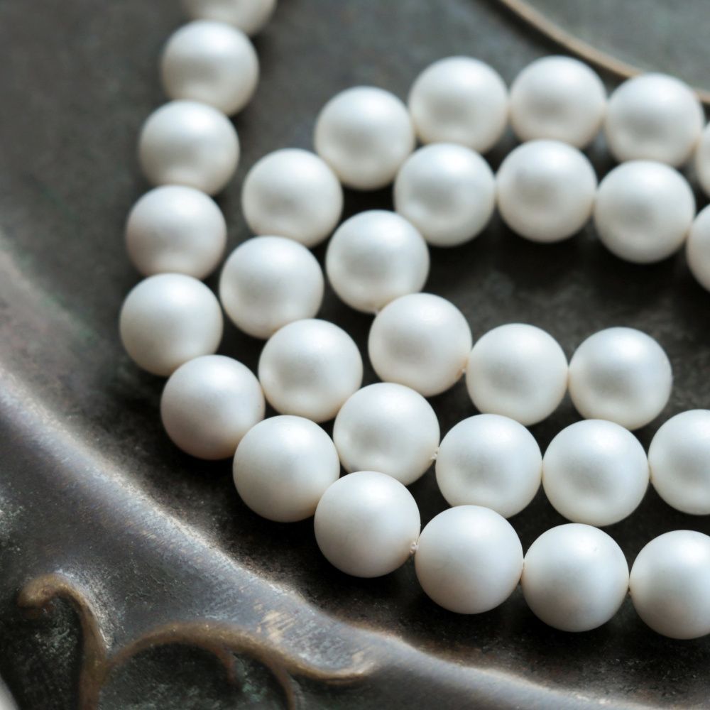 ракушечный жемчуг круглый, матовый, цвет молочный, 10 мм
