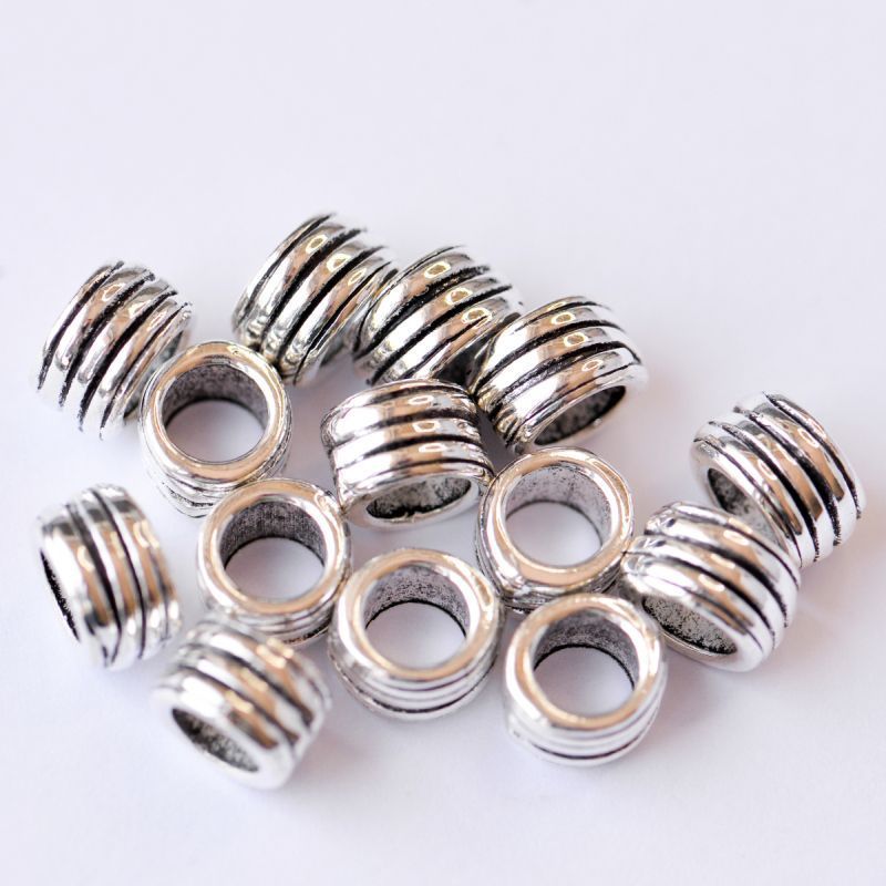 ес бусина металл "спираль", цвет античное серебро, 10x6x8.5 мм