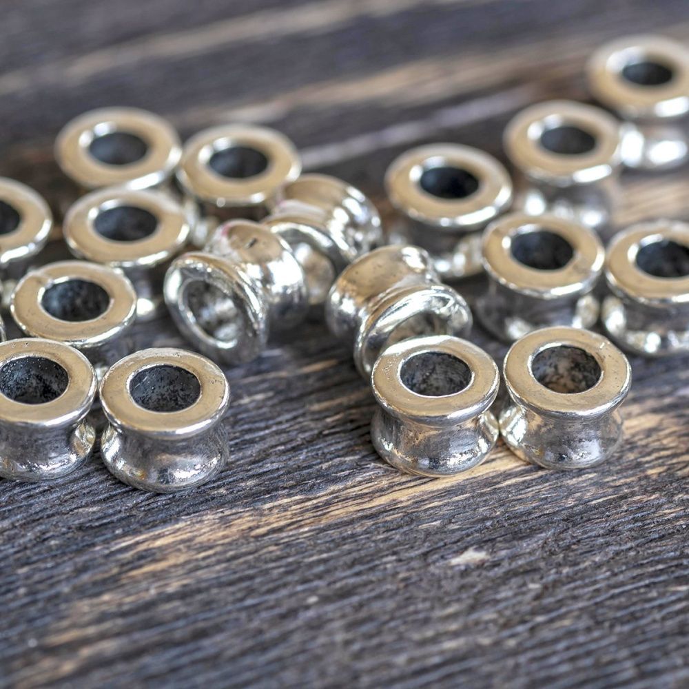 ес бусина металл "ролик", цвет античное серебро, 8х5.5 мм