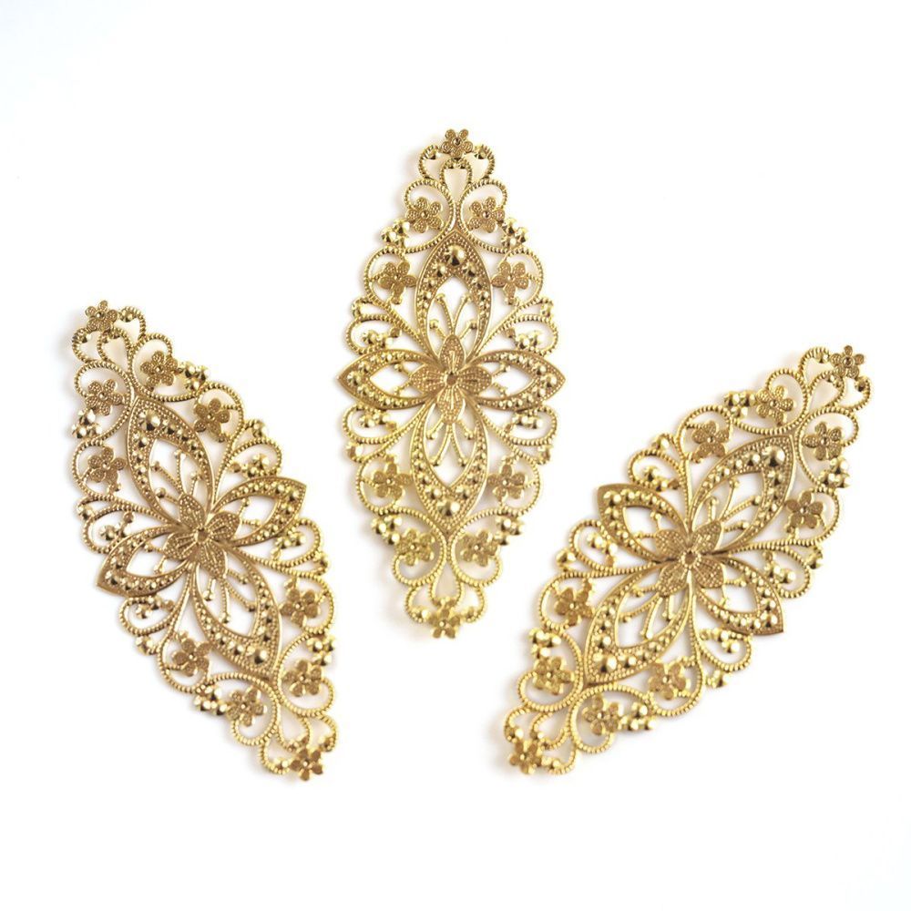 коннектор "филигрань византия", цвет золото, 82x35x0.8 мм