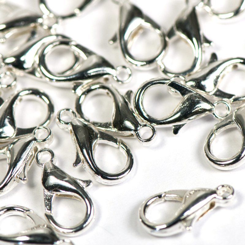 Замочки замочек-лобстер, цвет серебро, 8х14 мм