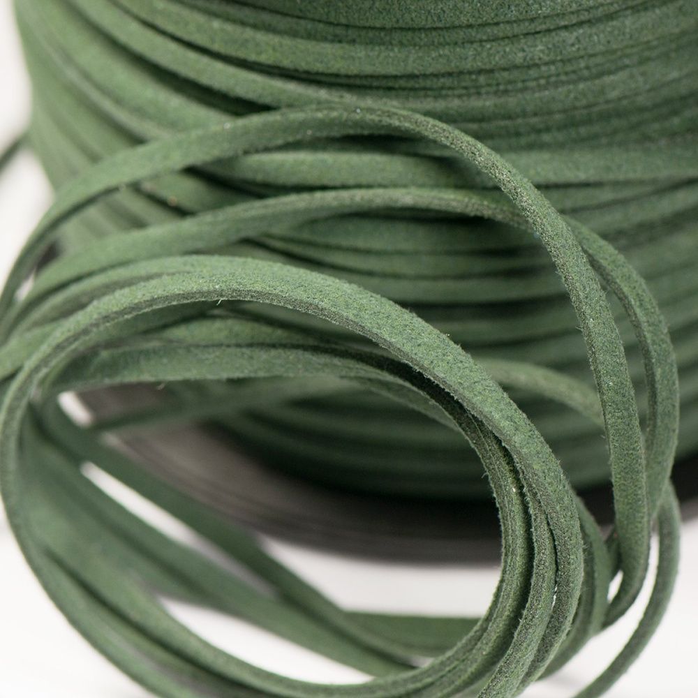 шнур из искусственной замши, темно-зеленый, 3х1.5 мм