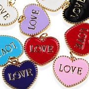 Подвеска металл "Сердечко-LOVE", позолота/цветовой микс, 17.5x20x2.5 мм