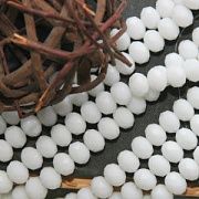 Бусина, имитация нефрита, стекло абакус, цвет белый непрозр., 8х6 мм