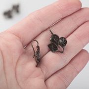 Швензы "Листва", цвет античная бронза, 20x14.5x2 мм