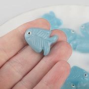 Бусина, Лэмпворк "Скалярия", стекло, цвет светло-голубой, 21.5x18x7 мм