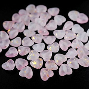 Бусина, акрил "Сердечко", матовая с фойлом, холодный розовый микс, 9x10x5.5 мм