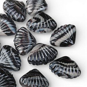 Бусина, Лэмпворк "Ракушка", стекло, цвет коричневый/белый, 15.5-17.5x22-23.5x9.5-11 мм