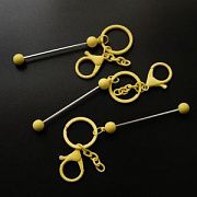 Карабин-лобстер для брелоков, с кольцом и пином, цвет желтый, 155-158 мм