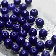 Бусина, стекло 8, цвет темно-синий, 8 мм