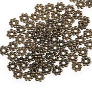 Разделитель для бусин "Ромашка", цвет античная бронза, 6х1.5 мм  (уп 30 +/-3 шт)