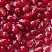 Бусина, имитация нефрита, граненая, стекло капля, цвет красный, 11х8 мм