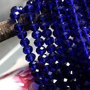 Бусина, стекло абакус 10, граненая, цвет королевский синий, 10х7 мм 