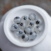 Бусина, стекло "Кленовый лист", цвет серый/черный, 8-8.5 мм