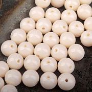 Бусина, стекло 10, цвет персиковый, 10 мм