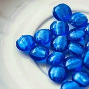 Бусина, стекло с фольгой, плоская, цветовой микс, 12х8 мм