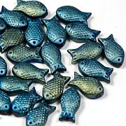Бусина "Рыбка", стекло, цвет голубой металлик матовый, 15х8х5 мм