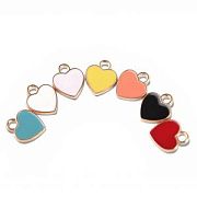 Подвеска металл "Сердечко", эмаль, цвет св.розовый, 12x10x2 мм